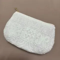 ミナペルホネン　ハンドメイド　forest tile ホワイト×ミント　ポーチ