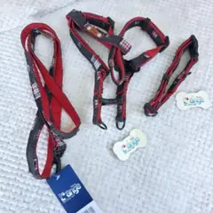 L'ange わんPAWプロテクト デニム ハーネス・リード・首輪セットLサイズ