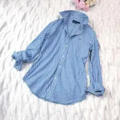 【極美品】即完売☆ラルフローレン ポニー刺繍 ストライプシャツ サイズ2 白×青