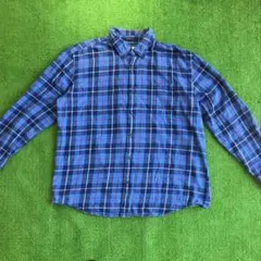 90s st.John's bay 青系チェック柄フランネルシャツ