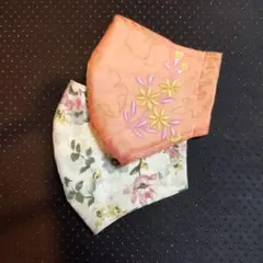 刺繍入りオレンジマスク2枚セット
