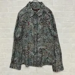 美品　COMPTOIR DES COTONNIERS 総柄長袖シャツ カーキ系