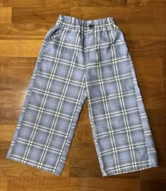 チェック柄ロングパンツ 紫色