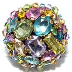 ビーズ刺繍　パステル　ヘアゴム・ブローチ　くるみボタン