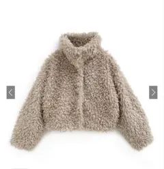 2way襟プードルファーコート　ask79 ベージュ