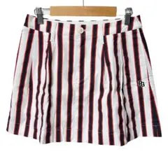 美品 パーリーゲイツ ゴルフスカート 0 ストライプ ストレッチ 裏地付 白