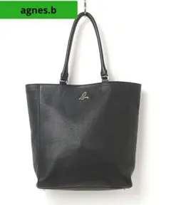 agnes.b iris ロゴ　レザー　黒 トートバッグ　シボ革
