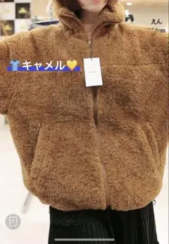 新品未使用ABITOKYOキャメル フリースジャケット フード付き