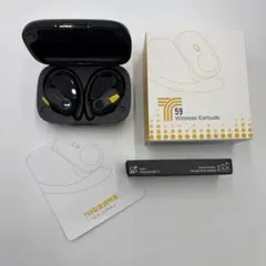 F【耳掛け式】ワイヤレスイヤホン Bluetooth5.3 スポーツ用 防水 黒