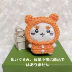 毛糸のぬいぐるみ服と被り物（白ボタン、オレンジ）