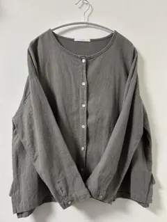 リネングレー ノーカラージャケット