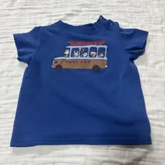 80 mont-bell キッズ Tシャツ アニマルバス柄 ブルー　モンベルのサムネイル