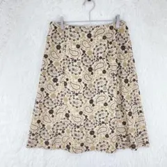 【スキャパ】レディース 膝丈 フレア スカート ペイズリー 花柄刺繍 (L相当)のサムネイル