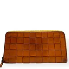 美品　Dakota ダコタ　長財布　レザー　編み込み　ジップウォレット