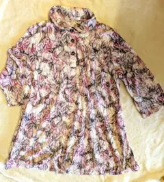 美品★シアー風花柄グラデーションストレッチカットソー