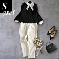 【3点S】入学式 PLST×NBB ママスーツ セレモニー 黒白 通勤 着回し