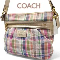 美品 コーチ ポピー メッセンジャーバッグ 斜め掛け ショルダーバッグ チェック
