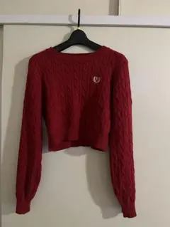 ems ケーブルニット トップス 赤