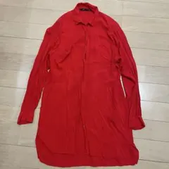 ZARA WOMAN 長袖ロングシャツ　レッド