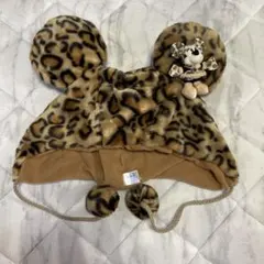 ディズニー ヒョウ柄キャップ ミニーマウス付き