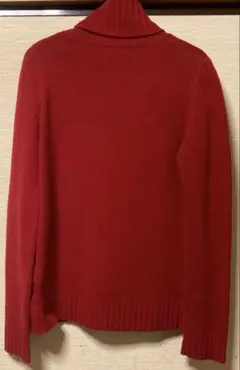 赤 タートルネック ウール100% 長袖ニット　セーター クリスマスカラー