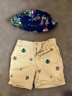 【ラルフローレン2点セット】①ベビー用ハット12-24M、②ハーフパンツ18M
