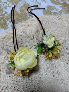 造花フラワーヘアゴム　ラナンキュラス　髪飾り2個セット