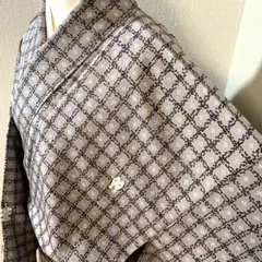 B231⭐️洗える着物　小紋　着物　市松模様　鳥　逸品　広襟