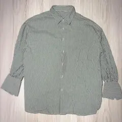 ロペピクニック　緑と白のストライプ　長袖　シャツパール調ボタン　美品　38