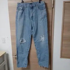 UNIQLO ダメージ加工 デニム レディース 32 大きいサイズ