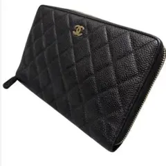希少❀シャネル レザー 長財布　オーガナイザ　キャビアスキン　マトラッセ　黒