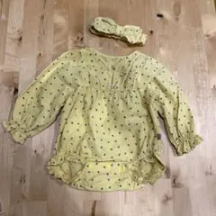 花柄 ブラウスロンパース ボディスーツ ヘアバンド付 66サイズ 女の子ベビー