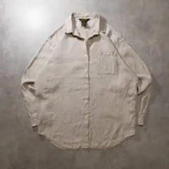 古着Eddie Bauer リネンシャツ 長袖 100%リネン ベージュK515のサムネイル