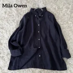 Mila Owen ミラオーウェン リネン100% 長袖シャツ ネイビー 麻 紺のサムネイル