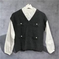 petit main ニットベストドッキングブラウス サイズ150 値下げ