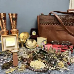 遺品整理 アクセサリー 時計 まとめ ブローチ タイピン 刻印未検品 1587