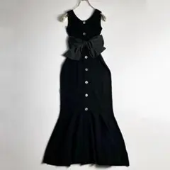美品　ロイヤルパーティー　シェルボタンマーメイドワンピース　黒　free