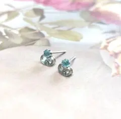 SALE価格☆3mmサイズ☆【医療用ステンレス使用】ブルートパーズの一粒ピアス