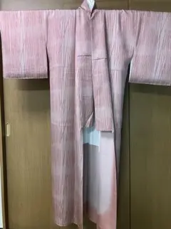 【美品】正絹 紬 縞模様 落ち着いた赤茶色 上品な光沢感