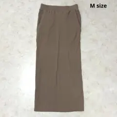 Alma Design リブタイトスカート ロング スリット 茶 M