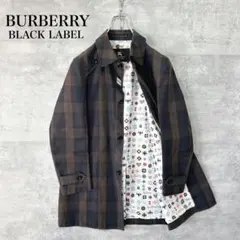 バーバリーブラックレーベル ステンカラーコート チェック柄　モノグラム