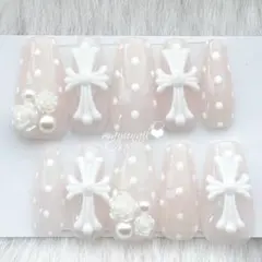 現品♡シズニルック 春 クロム ちゅるん y2k バレエコア バラ ネイルチップ