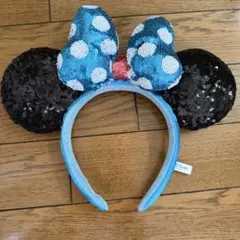ディズニー ミニー カチューシャ スパンコール 青黒 水色