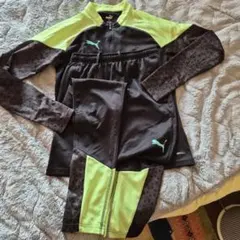 PUMA ジャージ 上下セット 黒/ライムグリーン　Sサイズ
