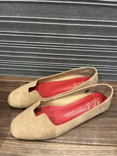 ベージュ フラットシューズ オープントゥ　25-25.5㎝