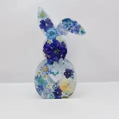 【少し訳あり】うさぎさん　固まるハーバリウム　オブジェ　No.19