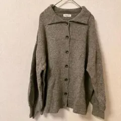 Samansa Mos2 ダークグレー ボタン　カーディガン　長袖ニット　ウール