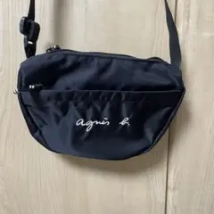 【美品】agnès b. ボヤージュブラックショルダーバッグ　サコッシュ