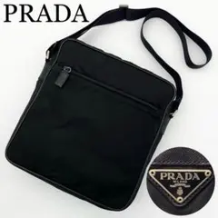 PRADA ショルダーバッグ　三角ロゴ　テスート　ナイロン　レザー　ブラック