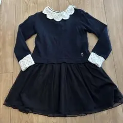 KP knit plannerネイビー ワンピース 130cm スカラップ襟